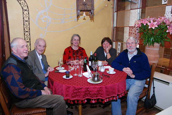 from left to right: Leopold Pander, Father Hnquet, Nicky Pander, Janette Ley-Pander, and Albert de ZutterApril 2, 2007